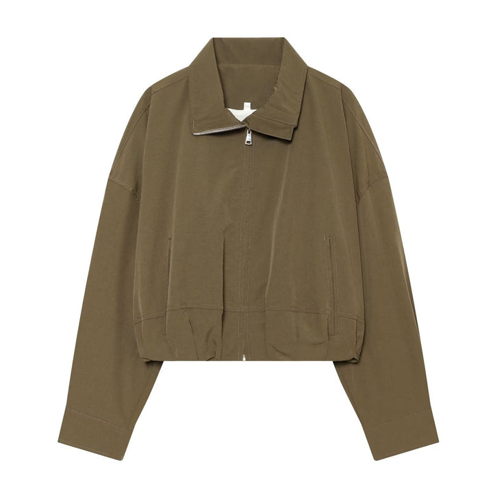 Damen Leichte Cropped-Blousonjacke mit Stehkragen, Reißverschluss und elastischem Bund Echo Archiv