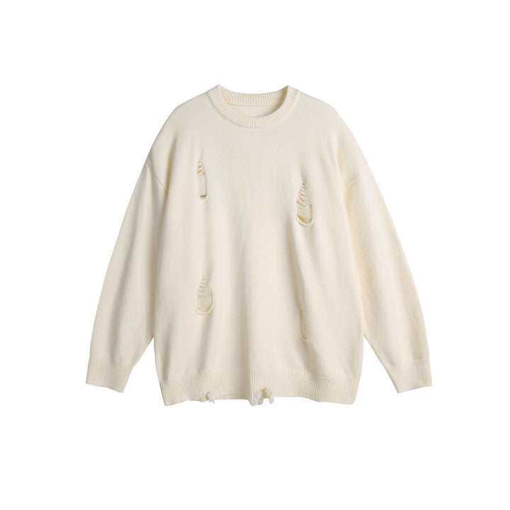 Unisex Oversize Strickpullover mit Destroyed-Detail und Rippbündchen Echoarchiv
