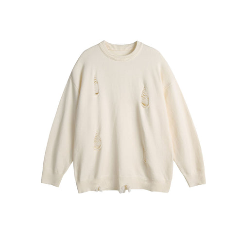 Unisex Oversize Strickpullover mit Destroyed-Detail und Rippbündchen Echoarchiv