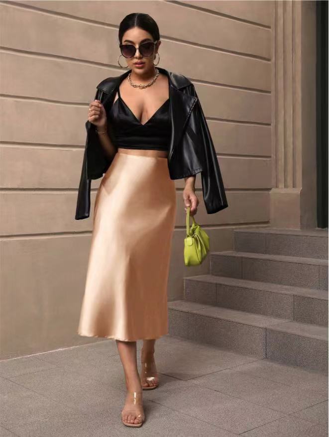 Damen Satin Rock mit schwingendem Saum und elegantem Schnitt Echoarchiv