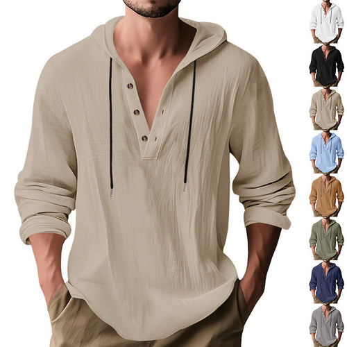 Herren lässiges Langarm-Hoodie mit Knopfleiste und Echoarchivrnem Schnitt Echoarchiv