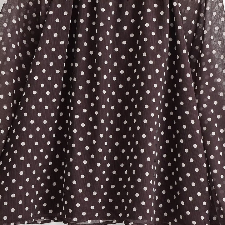 Damen Transparente gepunktete Chiffonbluse mit Schleifenkragen und Ballonärmeln Echo Archiv