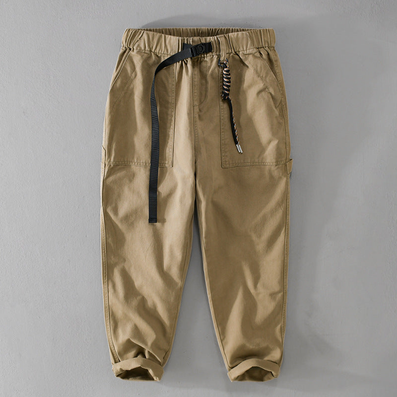 Herren Tapered-Cargohose im Utility-Stil mit gekrempeltem Saum und elastischem Bund Echoarchiv