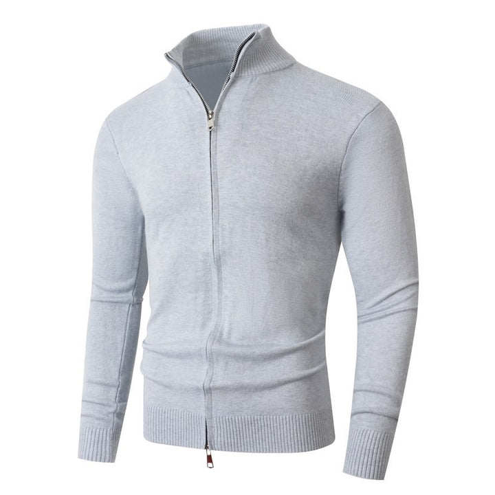 Herren Slim-Fit Feinstrick-Cardigan mit Zweifach-Reißverschluss und Stehkragen Echo Archiv