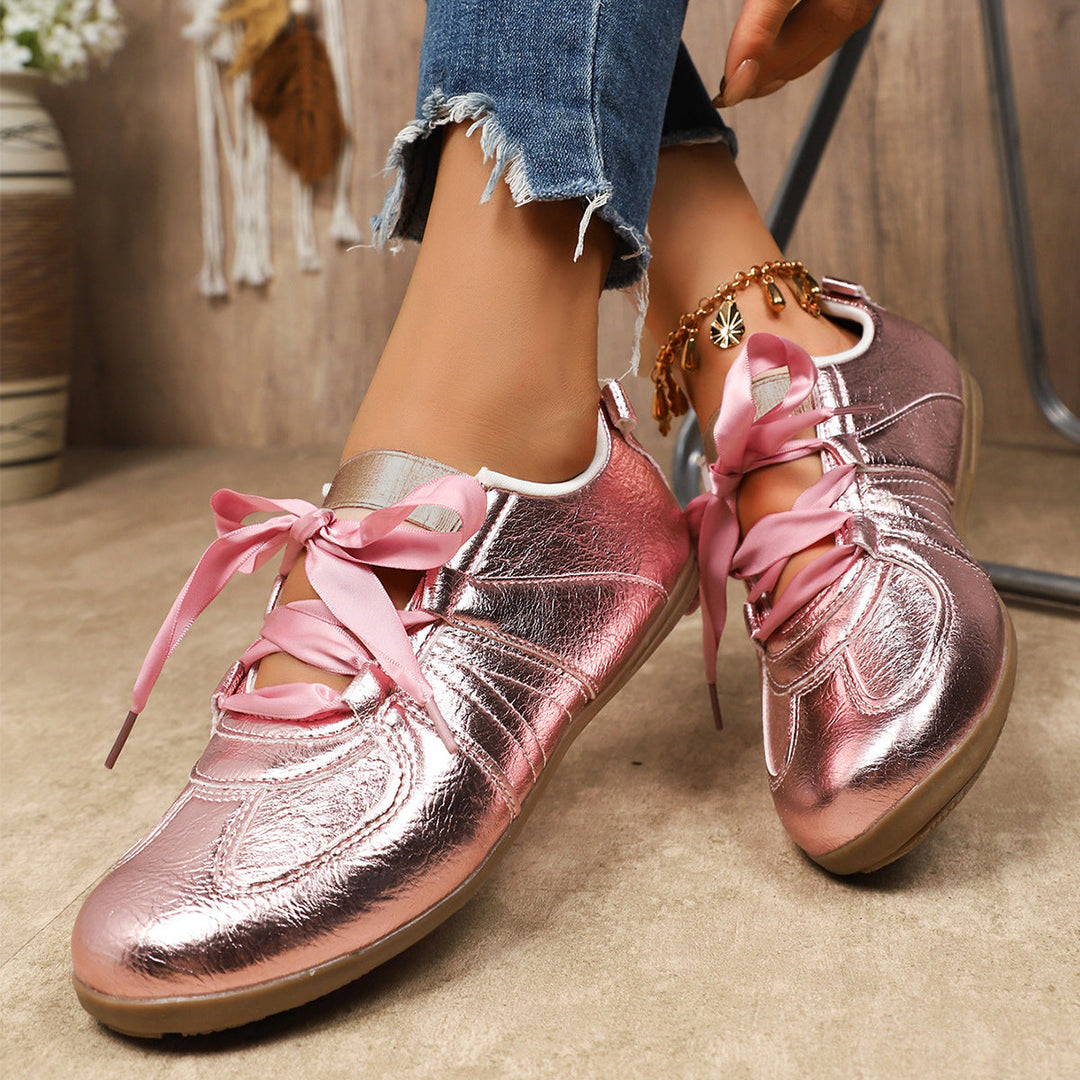 Damen Sportliche Sneaker mit glänzendem Metallic-Obermaterial und bequemer Schnürung Echo Archiv