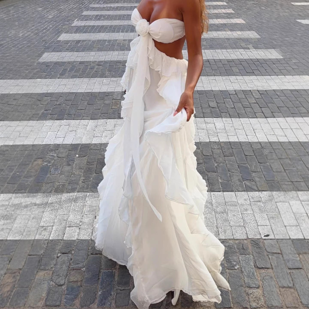 Damen Maxi-Kleid mit raffinierten Rüschendetails Echo Archiv