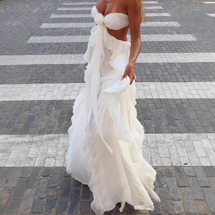 Damen Maxi-Kleid mit raffinierten Rüschendetails Echo Archiv