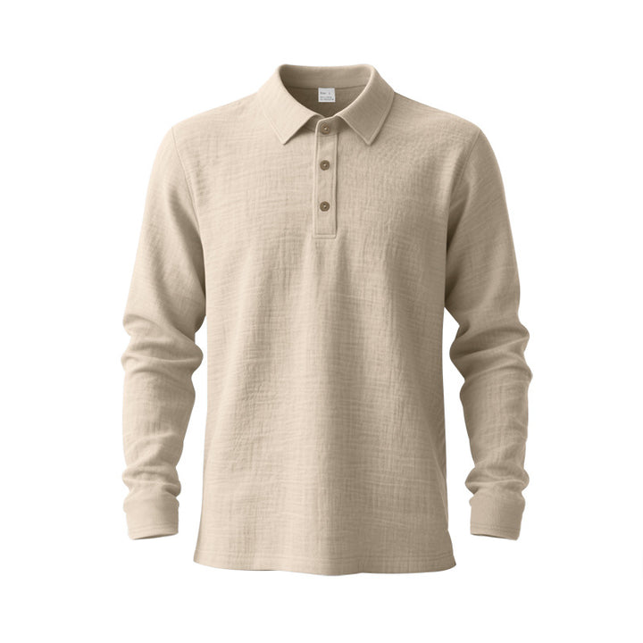 Herren nan Langarm-Poloshirt aus Baumwollgaze mit Hemdkragen, Dreiknopfleiste und entspannter Passform Echo Archiv