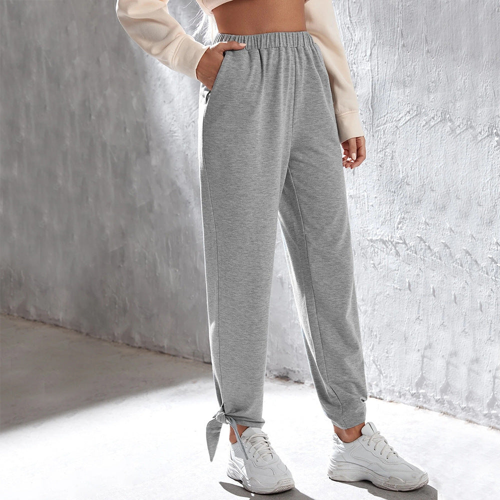 Damen lässige Jogginghose mit hohem Elastikbund seitlichen Eingrifftaschen und knöchelband – Avélisse
