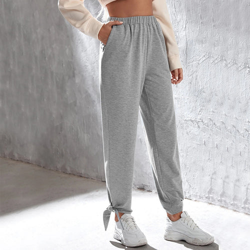 Damen lässige Jogginghose mit hohem Elastikbund seitlichen Eingrifftaschen und knöchelband – Avélisse