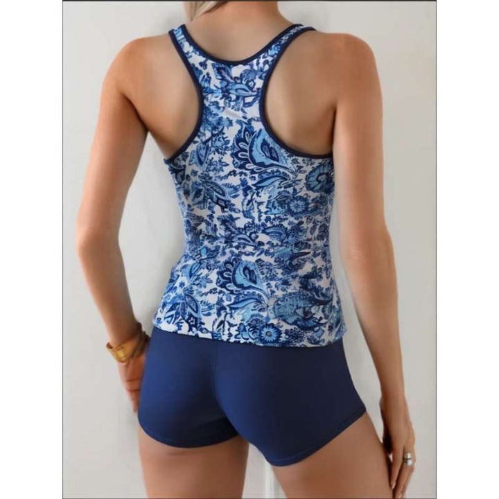 Damen Hochwertiger Sport-Badeanzug mit floralem Muster Echo Archiv