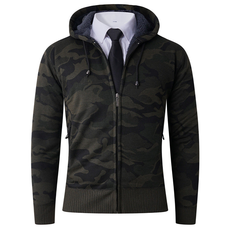 Herren modischer Hoodie mit gefütterter Kapuze und kräftigem Camouflage-Muster Echoarchiv