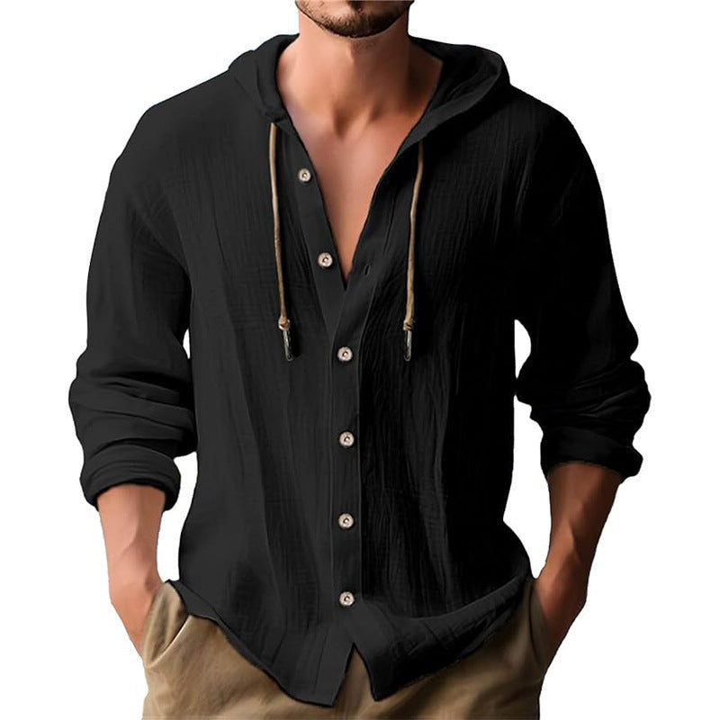 Herren lässiges Kapuzenshirt mit Knopfleiste Echoarchiv