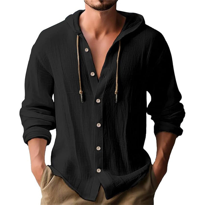Herren lässiges Kapuzenshirt mit Knopfleiste Echoarchiv