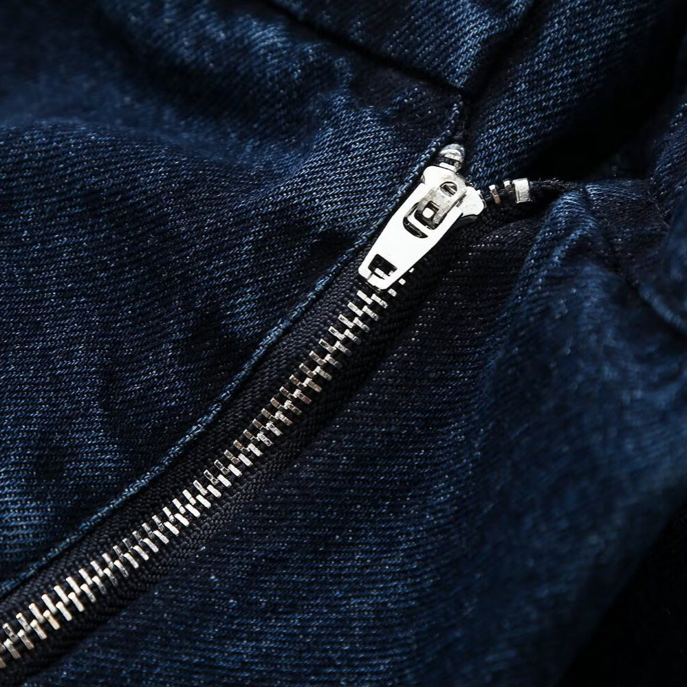 Damen Weite High-Waist Plissierte Denim-Hose mit Bügelfalte Echoarchiv