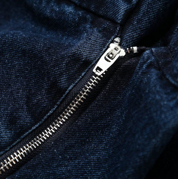 Damen Weite High-Waist Plissierte Denim-Hose mit Bügelfalte Echoarchiv