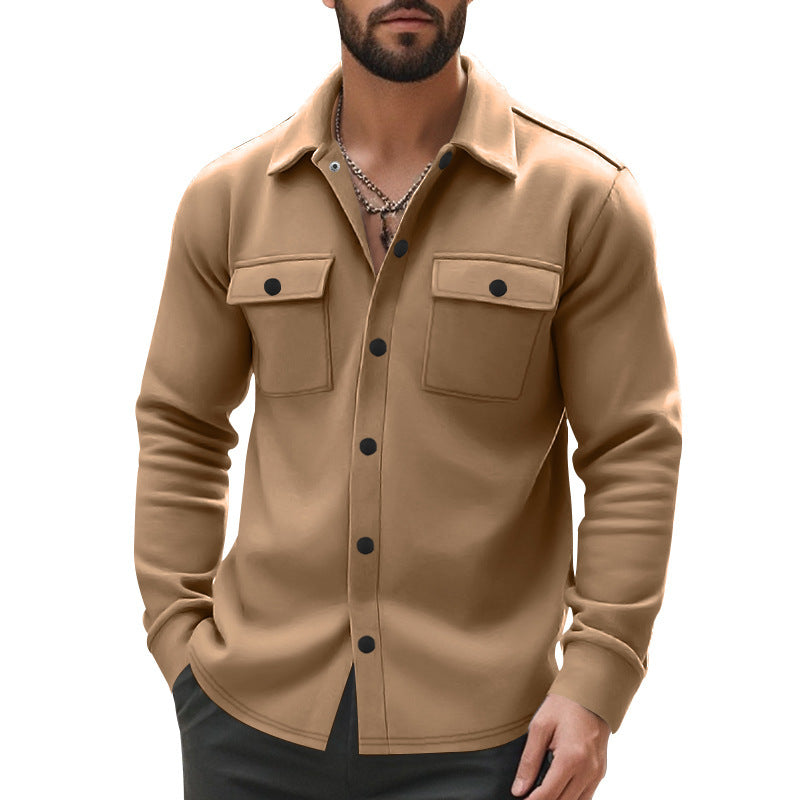Herren nan gefütterte Hemdjacke mit Fleecefutter, aufgesetzten Brustklappen und Druckknopfleiste Echo Archiv