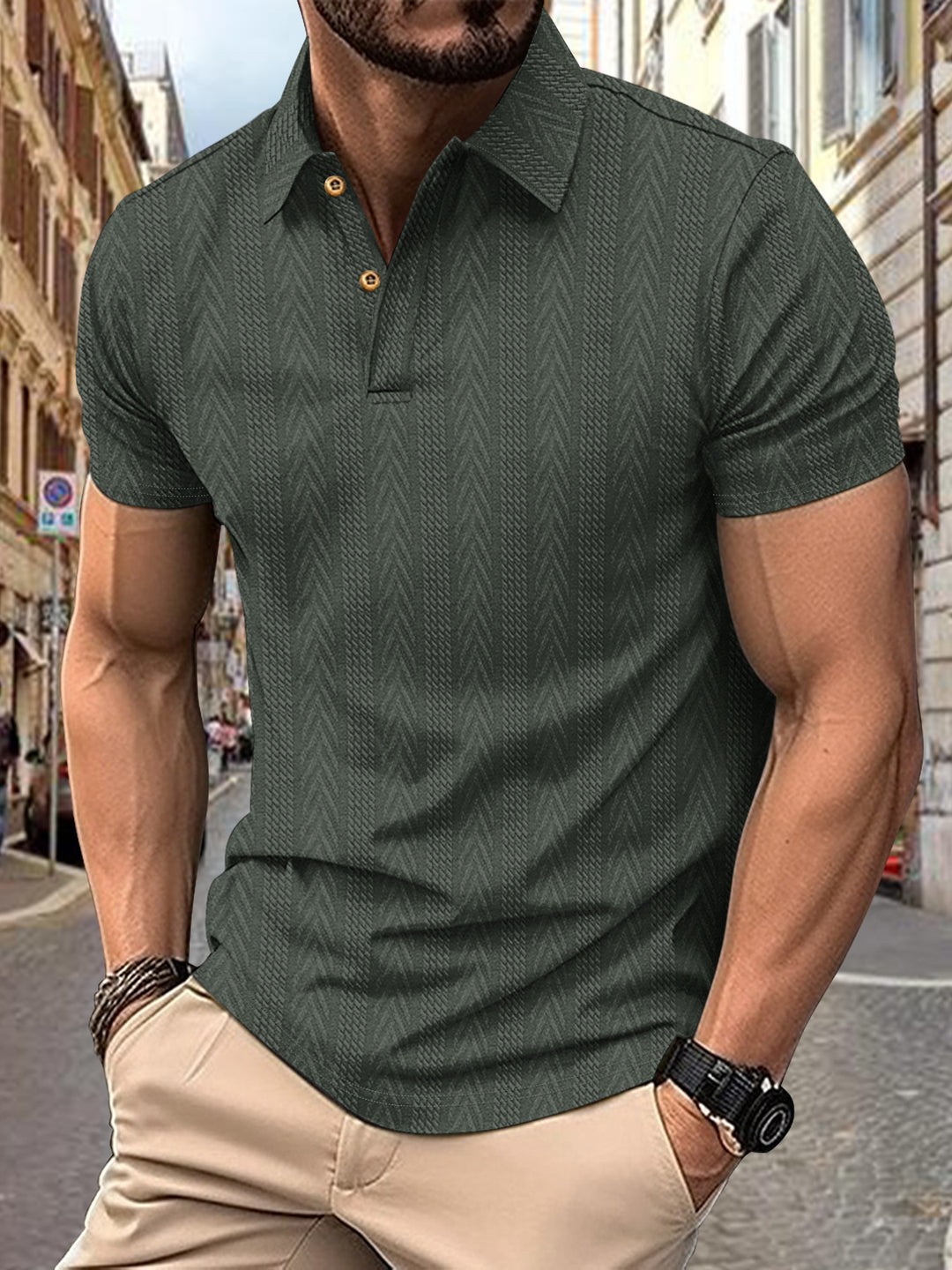 Herren Polo-Shirt mit strukturierter Oberfläche Echoarchiv