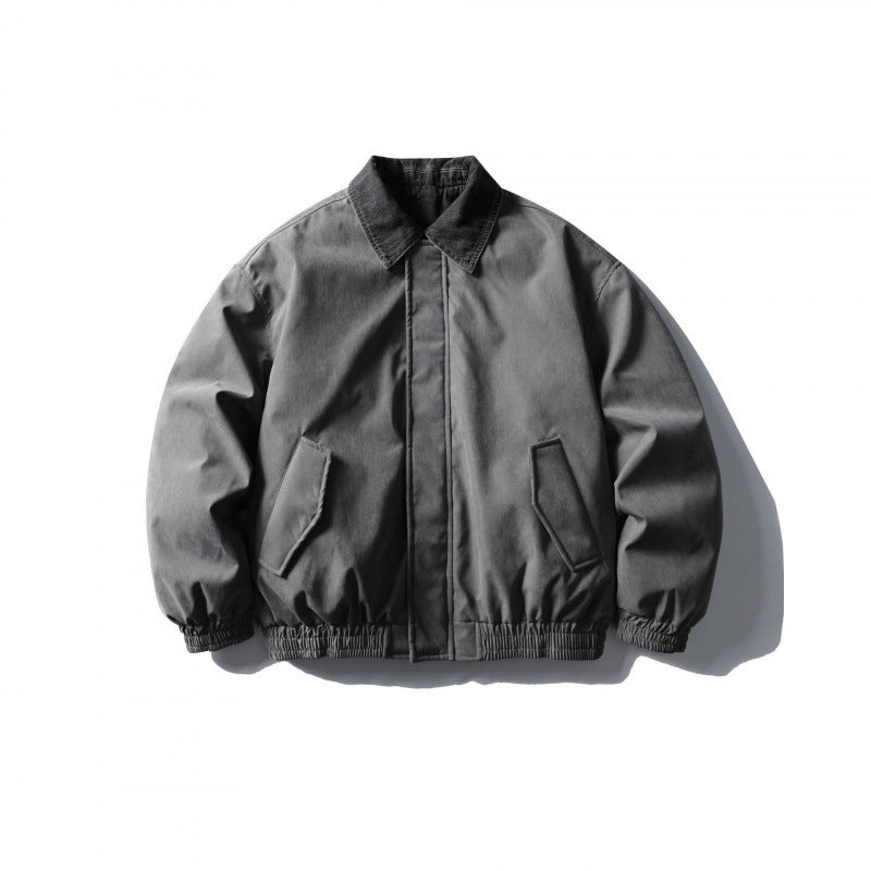 Herren Boxy-Canvas-Blouson mit Cordkragen, verdeckter Reißverschluss und elastischem Saum Echo Archiv