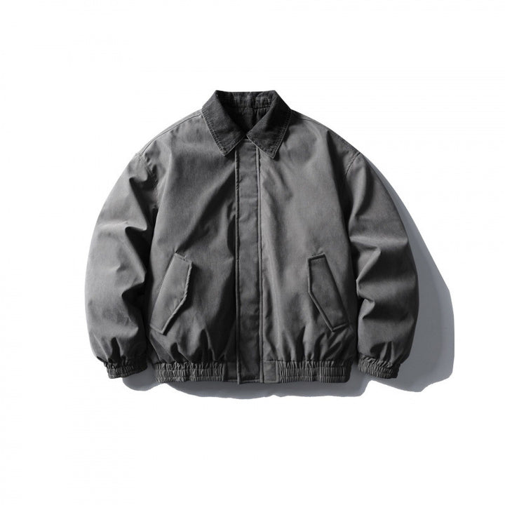 Herren Boxy-Canvas-Blouson mit Cordkragen, verdeckter Reißverschluss und elastischem Saum Echo Archiv