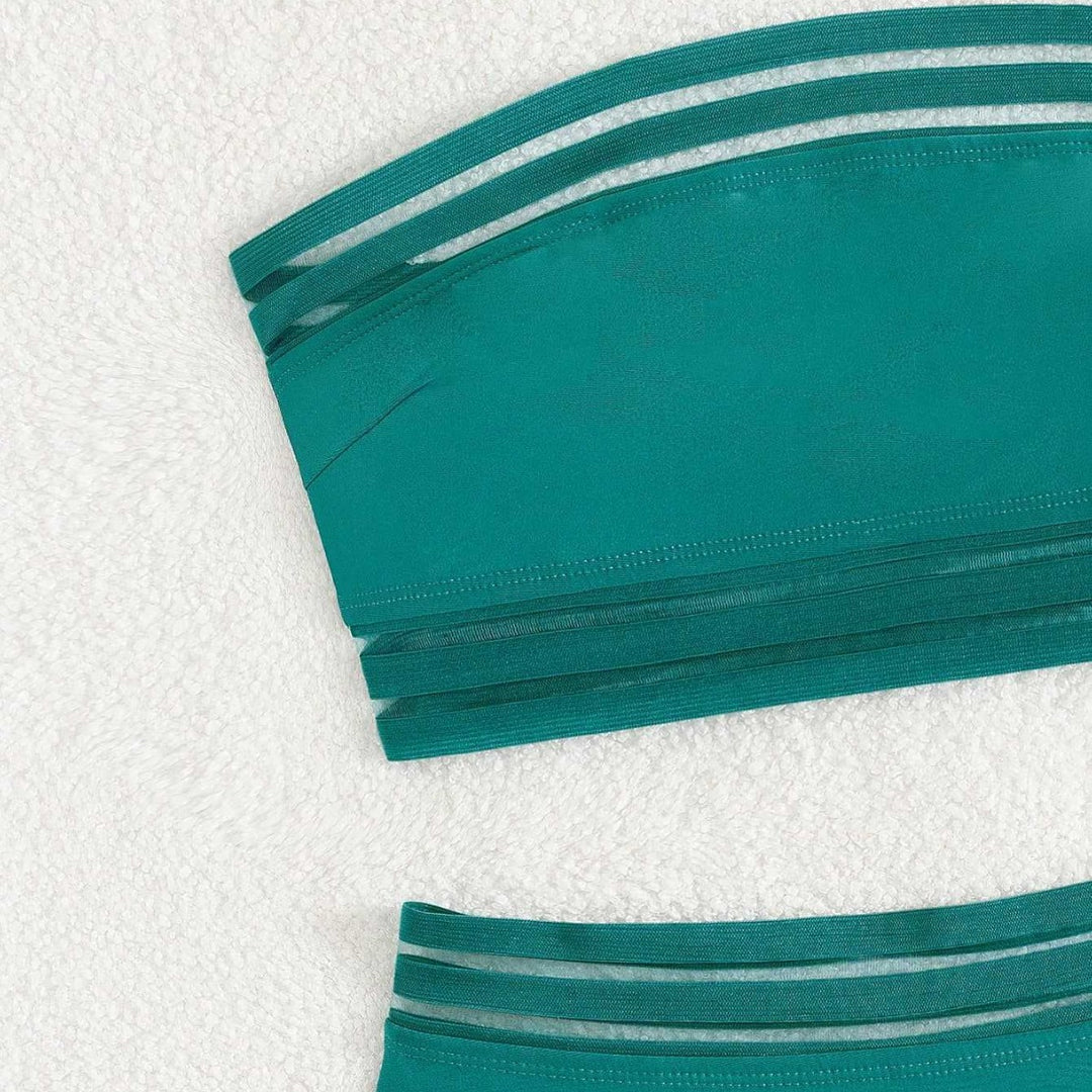 Damen Off-Shoulder Bikini-Set mit hohem Bund Echo Archiv