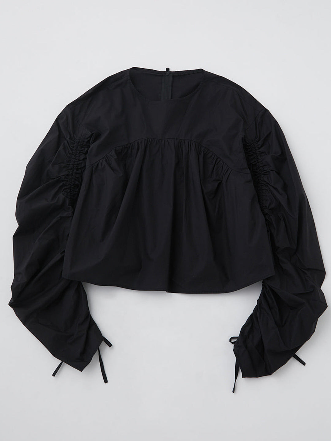 Damen Kurzbluse mit gerafften Ballonärmeln – Avérine