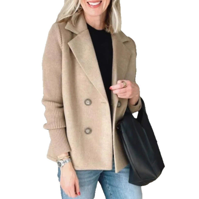 Damen Doppelreihige Blazer-Weste mit breitem Revers und gerippten Strickärmeln Echo Archiv