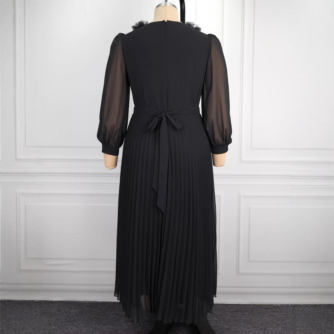 Damen Elegantes plissiertes Midi-Kleid mit Rüschendetails Echo Archiv