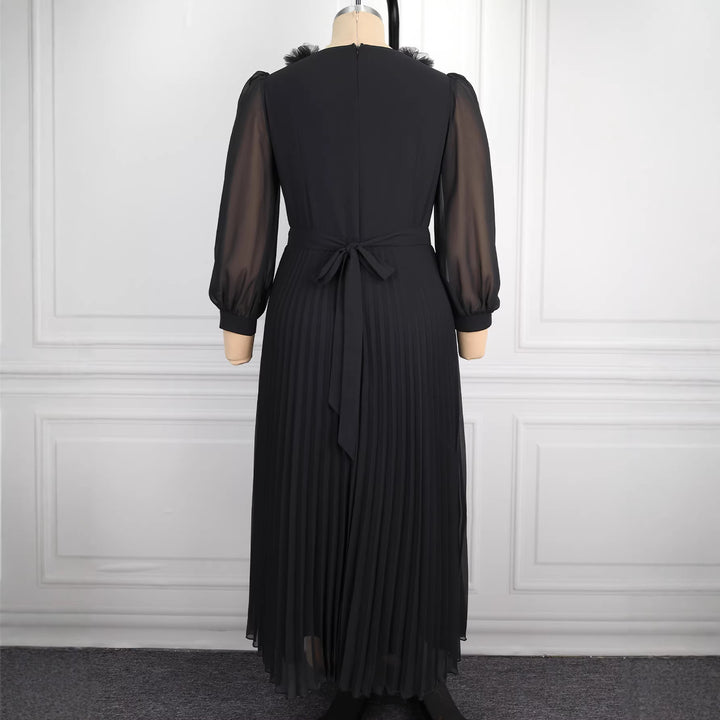 Damen Elegantes plissiertes Midi-Kleid mit Rüschendetails Echo Archiv