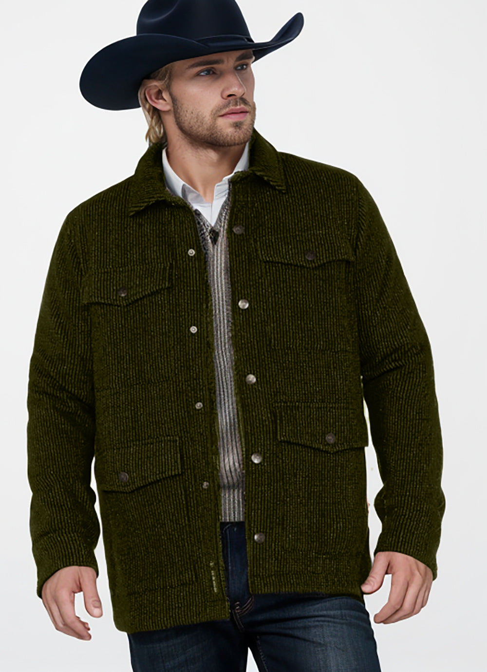 Herren robuste Baumwolljacke im lässigen Design mit aufgesetzten Taschen Echoarchiv