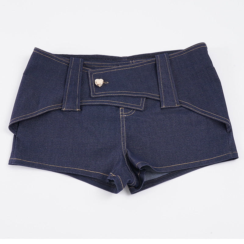 Damen Modische Denim-Shorts mit kreativen Bindebändern Echo Archiv