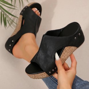 Damen nan Keilsandalette mit Fersenriemen, ergonomischem Fußbett, Korkoptik-Plateau und gepolstertem Zehenbereich Echo Archiv