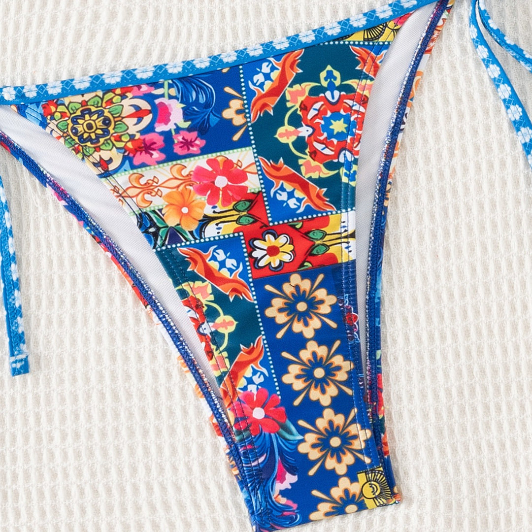 Damen Triangel-Bikini mit floralem Muster und Raffungen Echo Archiv