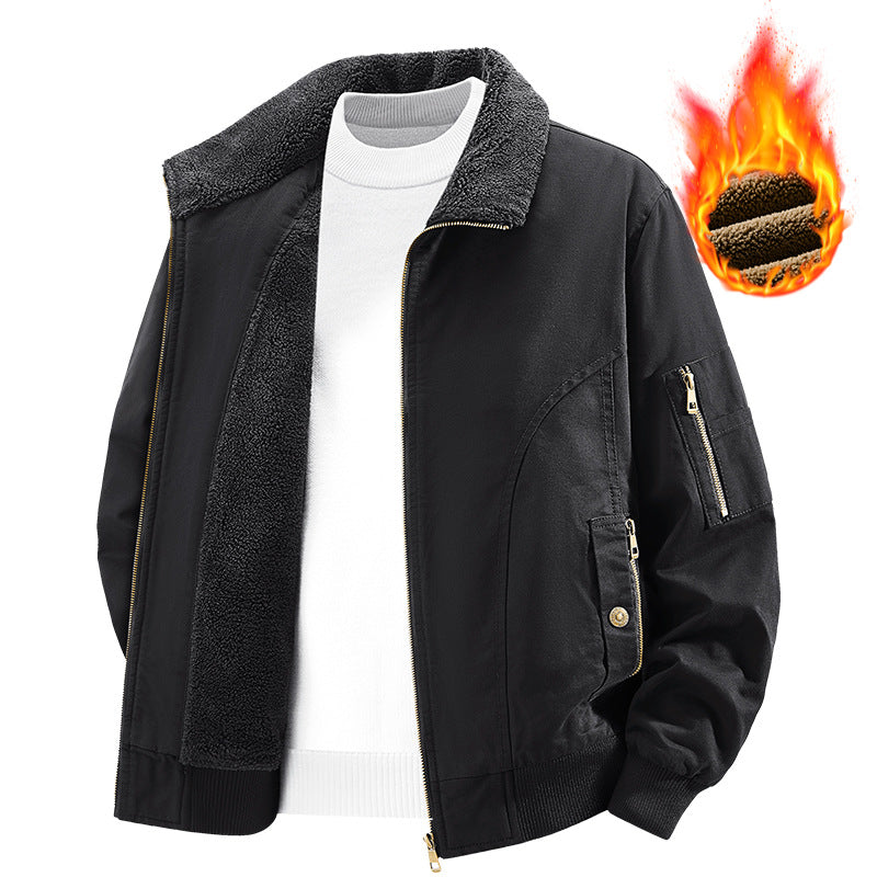 Herren Thermo-Bomberjacke im Vintage-Stil mit Teddyplüsch-Futter und Mehrfach-Taschen Echo Archiv