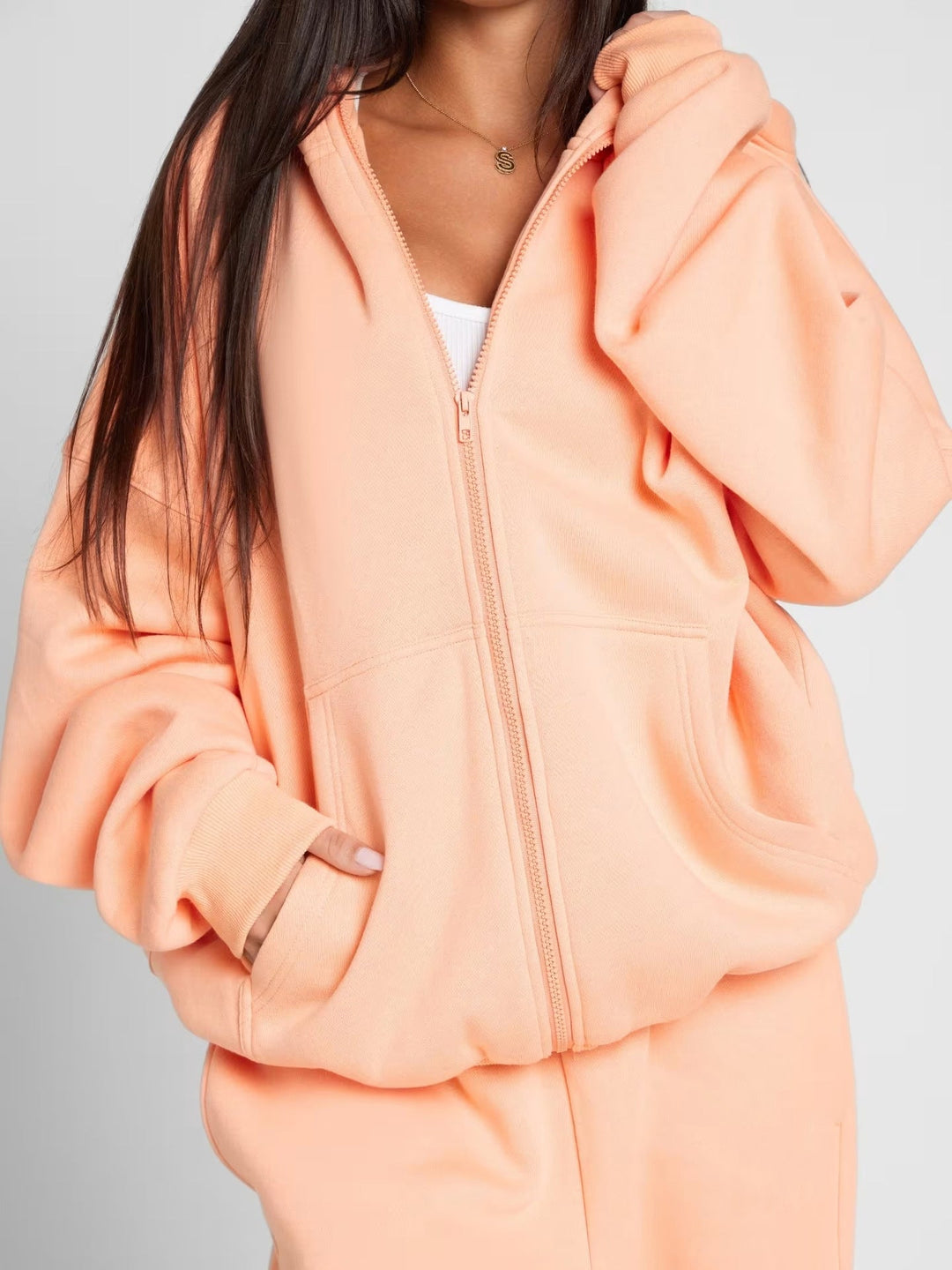 Damen Oversized Kapuzenjacke mit gemütlicher Passform und tiefen Taschen Echoarchiv