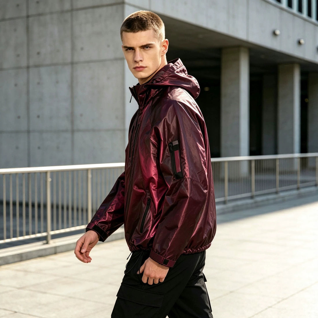 Herren Modische Langarmjacke mit Kapuze – Taviero