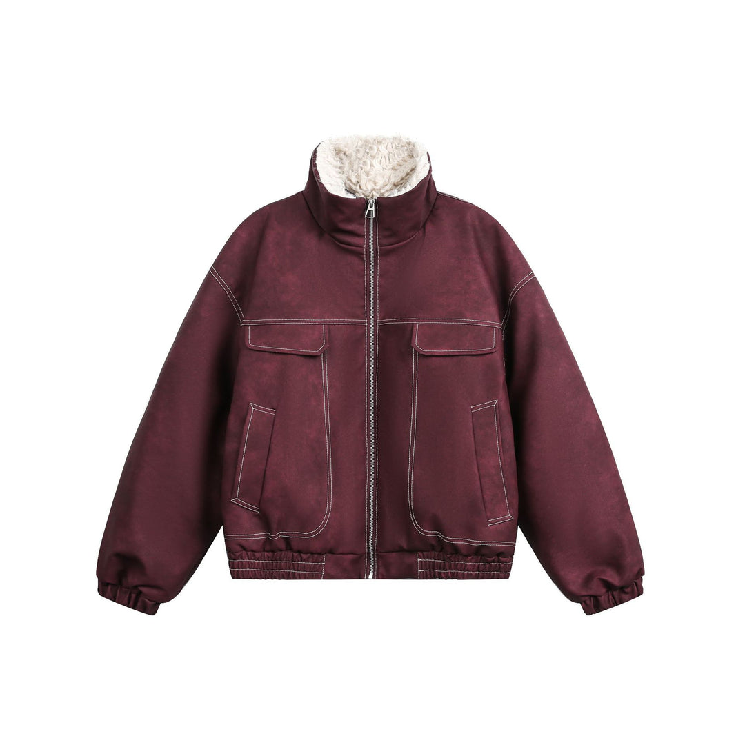 Herren Boxy Veloursleder‑Optik Blouson mit Teddyfutter und hohem Kragen Echoarchiv