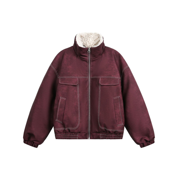 Herren Boxy Veloursleder‑Optik Blouson mit Teddyfutter und hohem Kragen Echoarchiv