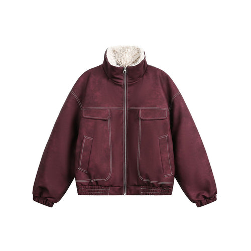 Herren Boxy Veloursleder‑Optik Blouson mit Teddyfutter und hohem Kragen Echoarchiv