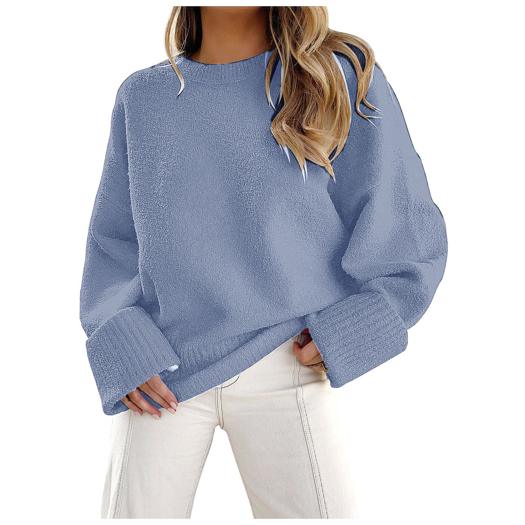 Damen Oversize Bouclé-Strickpullover mit überschnittener Schulter und breiten Bündchen – Mavelle