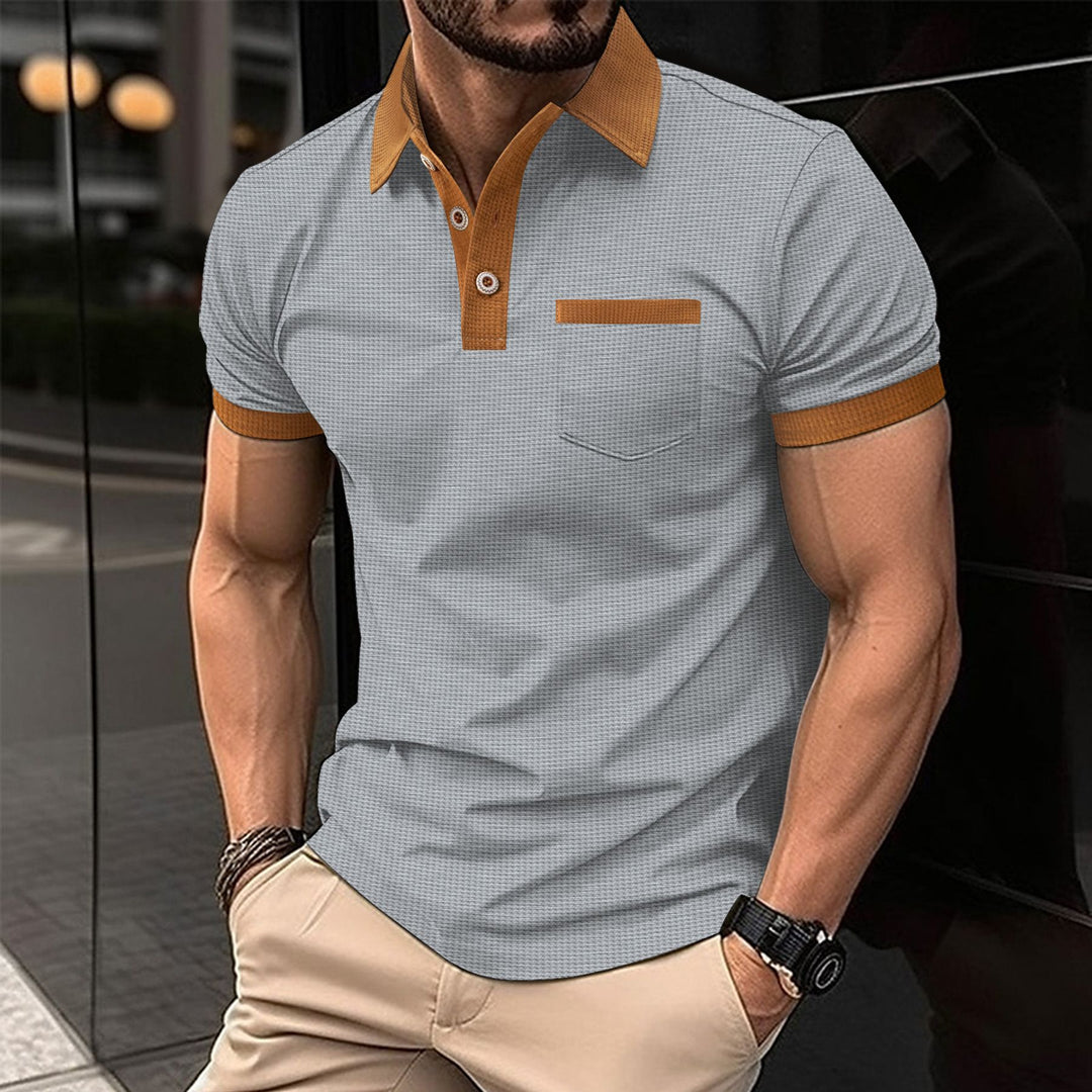 Herren Poloshirt mit modernem Kontrastkragen und funktionalem Brusttasche Echoarchiv