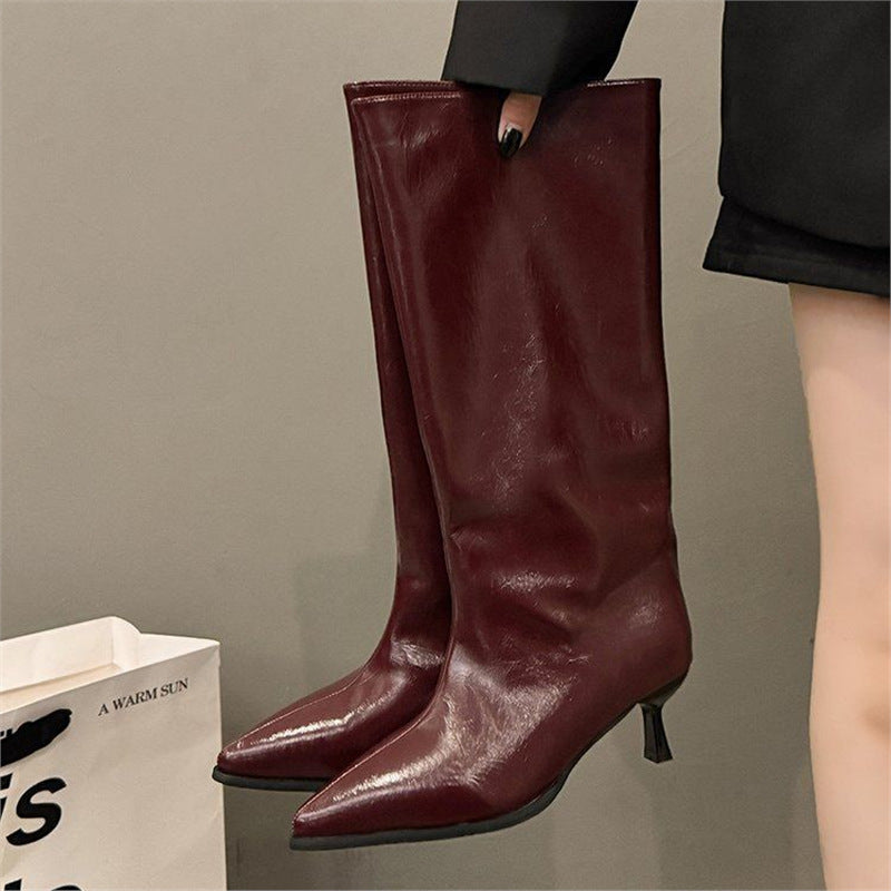 Damen spitz zulaufende Stiefelette mit sculpted Kitten-Absatz und mid-calf Schaft Echo Archiv