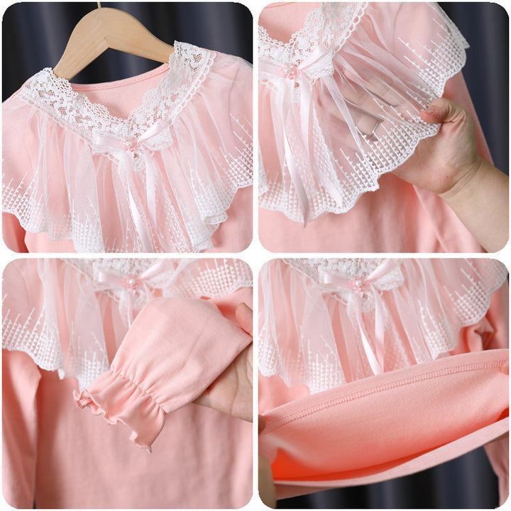 Mädchen Langarmshirt mit eleganter Spitzenverzierung Echo Archiv