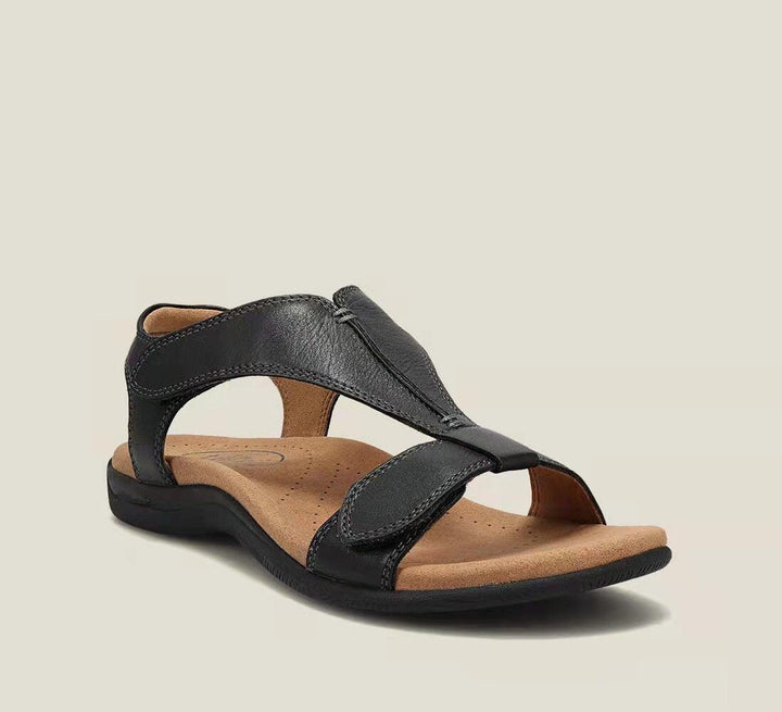 Damen Leder-Sandalen mit verstellbaren Klettriemen und ergonomischem Komfortfußbett – Sorelia