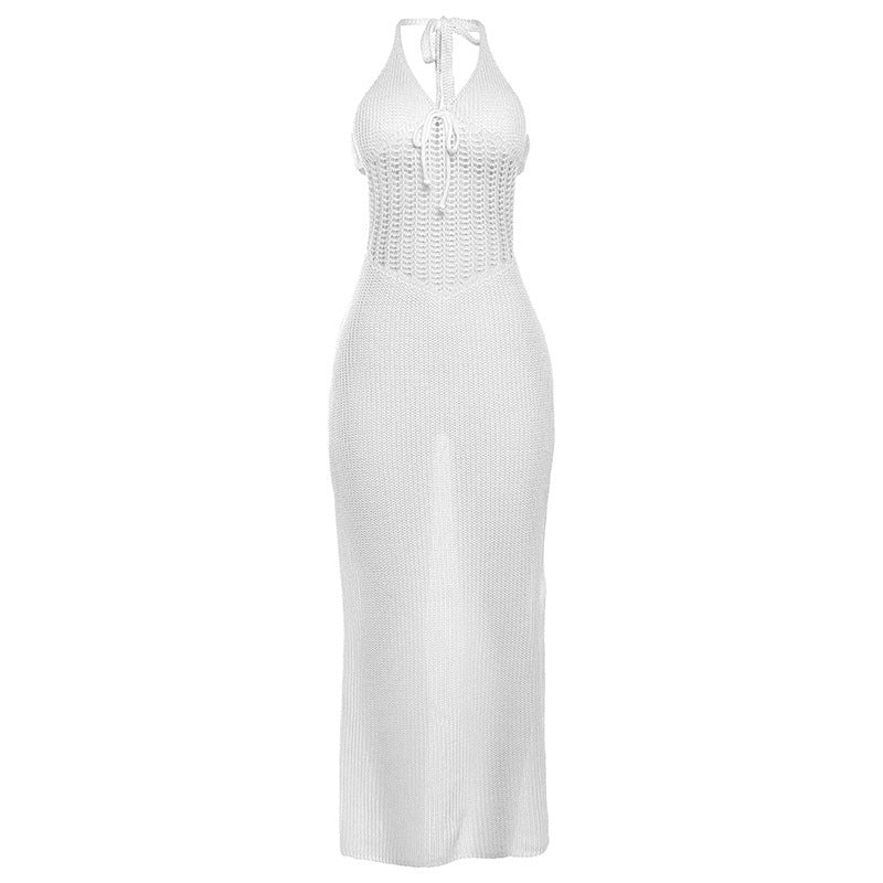Damen Strickmaxikleid mit offenen Seiten und Neckholder-Design Echo Archiv