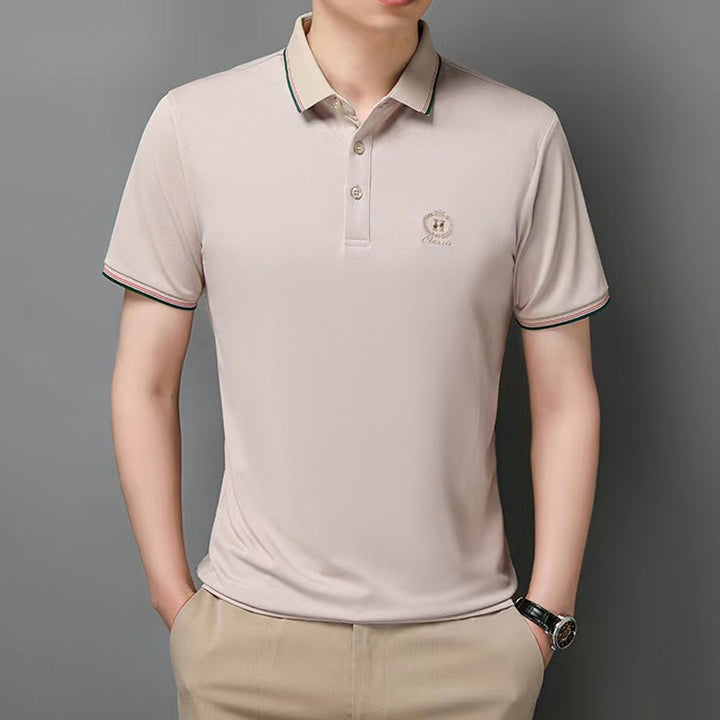 Herren Poloshirt mit atmungsaktivem Gewebe und elegantem Kontrastkragen Echoarchiv