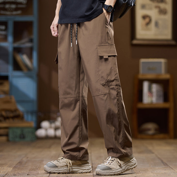 Herren Leichte Technical Cargo-Hose mit geradem Bein, Multifachtaschen und Kordelbund Echo Archiv