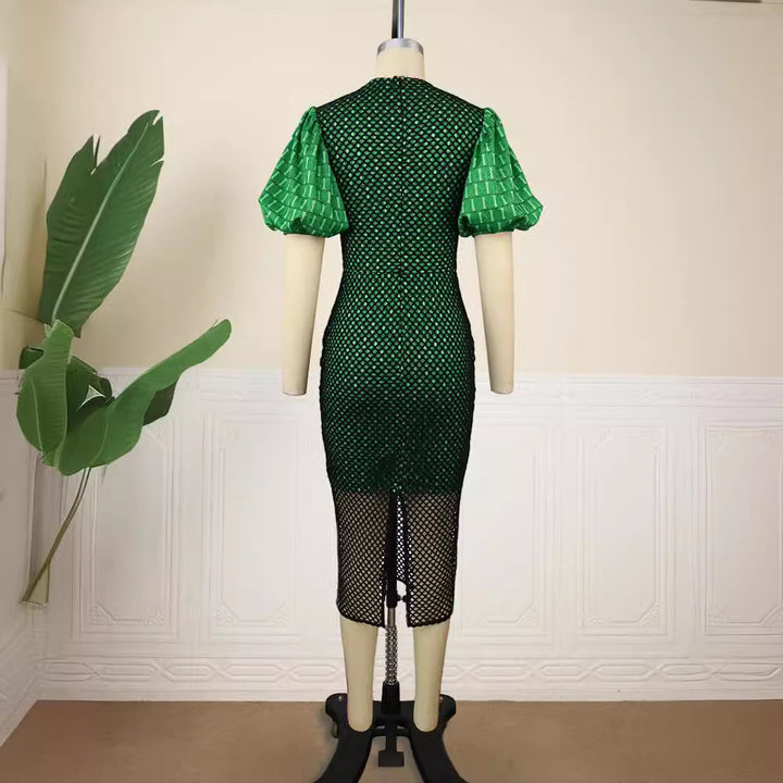 Damen figurbetontes Netzkleid mit Puffärmeln Echo Archiv
