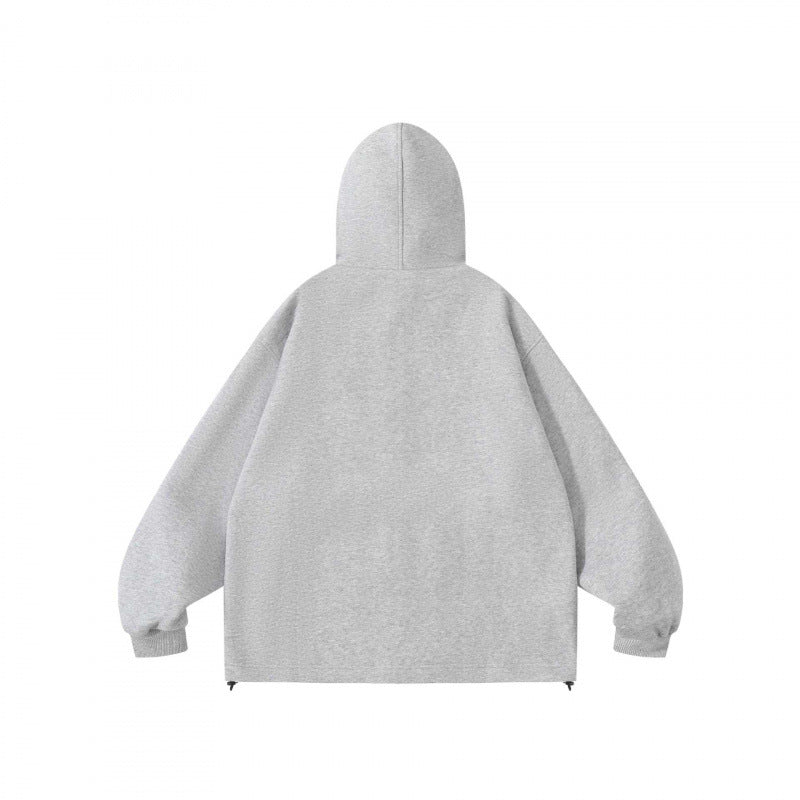 Unisex Oversize-Kapuzen-Überjacke mit kariert gefütterter Kapuze und Druckknopfleiste Echo Archiv