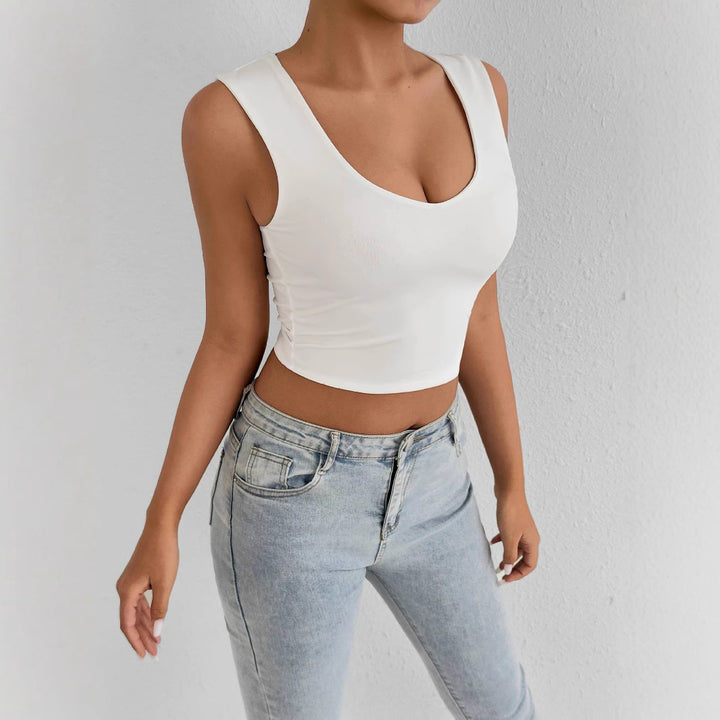 Damen figurbetontes Crop-Top mit tiefem V-Ausschnitt Echo Archiv